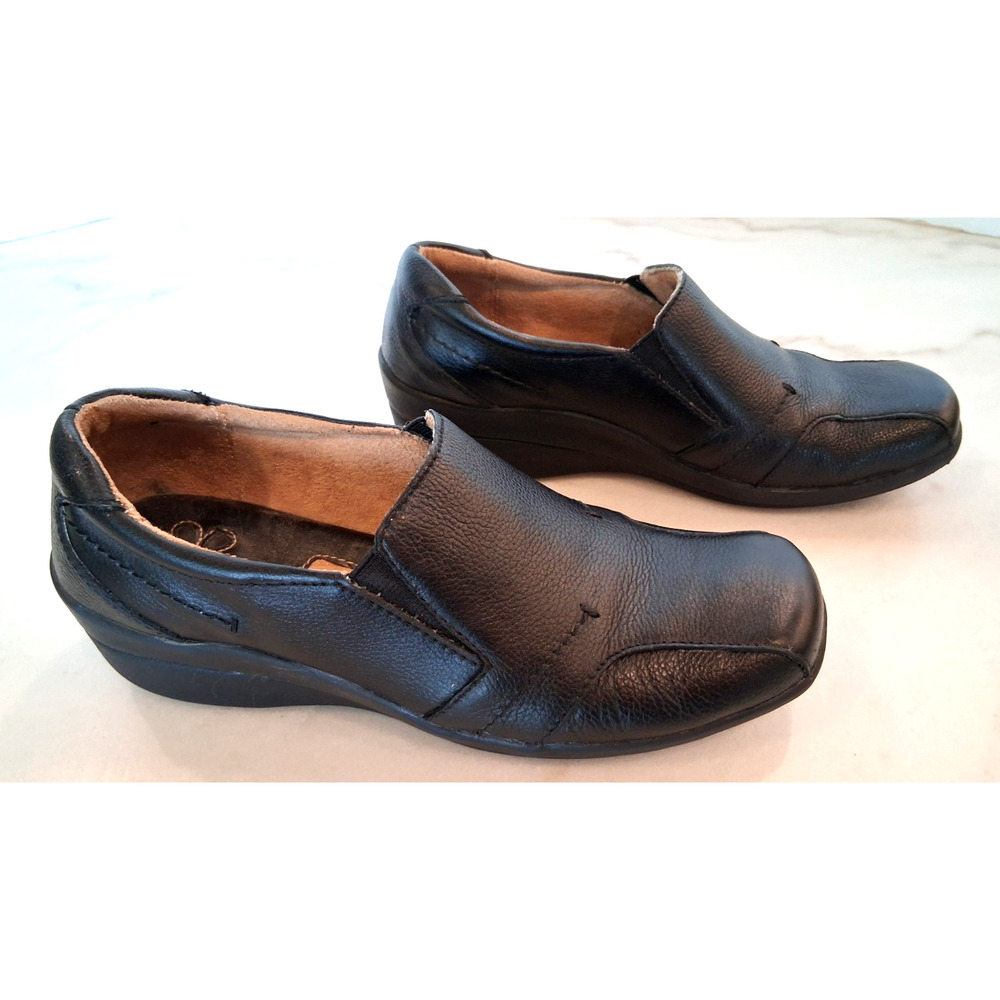 Dr. Scholl's Ladies Size 7 Leather Black Loafer Slip-on Shoe‎